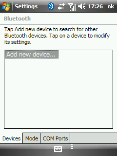 Windows Mobile bluetooth manager - paired devices