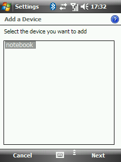 Windows Mobile bluetooth manager - select device