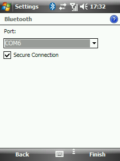 Windows Mobile bluetooth manager - select port